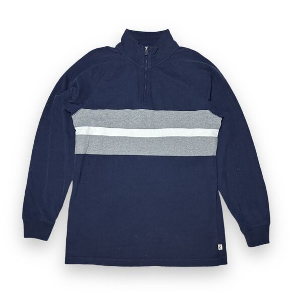 Chaps Sport Men's 1/4 Zip Milstead Navy Raglan Pullover Sweater Sz M 21 x 28" - Picture 2 of 7